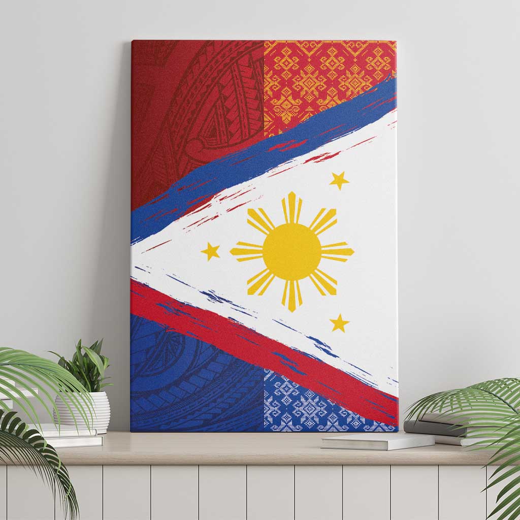Philippines National Flag Day Canvas Wall Art Polynesian and Yakan Tattoo Brush Style