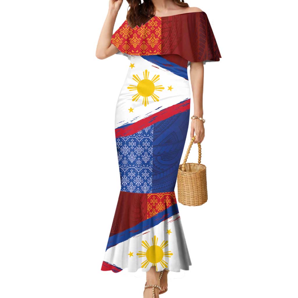 Philippines National Flag Day Mermaid Dress Polynesian and Yakan Tattoo Brush Style