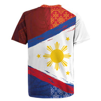 Philippines National Flag Day Rugby Jersey Polynesian and Yakan Tattoo Brush Style