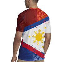 Philippines National Flag Day Rugby Jersey Polynesian and Yakan Tattoo Brush Style