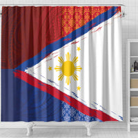 Philippines National Flag Day Shower Curtain Polynesian and Yakan Tattoo Brush Style