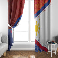 Philippines National Flag Day Window Curtain Polynesian and Yakan Tattoo Brush Style