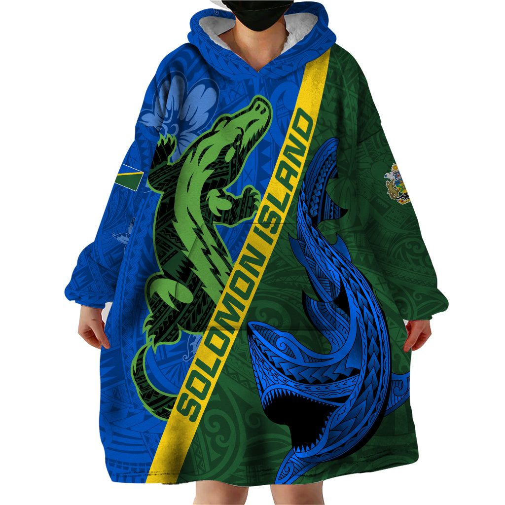 Solomon Island Crocodile and Shark Wearable Blanket Hoodie Polynesian Pattern