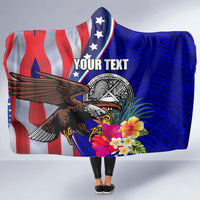 Personalised American Samoa and United States Hooded Blanket Bald Eagle and Seal Hibiscus Polynesian Pattern LT03 - Polynesian Pride