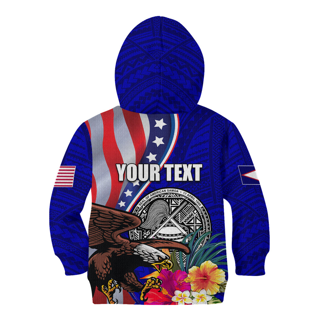 Personalised American Samoa and United States Kid Hoodie Bald Eagle and Seal Hibiscus Polynesian Pattern LT03 - Polynesian Pride