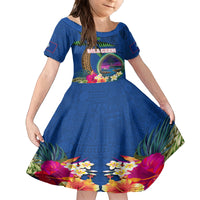 Guam Liberation Day 80th Anniversary Family Matching Off Shoulder Maxi Dress and Hawaiian Shirt Palm Tree and Seal Artwork Hibiscus Polynesian Pattern
