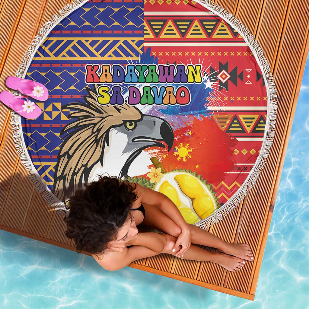 Philippines Kadayawan Beach Blanket Filipino Eagle Durian with Polynesian and Igorots Pattern LT03 - Polynesian Pride