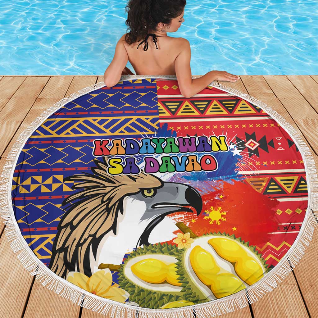 Philippines Kadayawan Beach Blanket Filipino Eagle Durian with Polynesian and Igorots Pattern LT03 - Polynesian Pride