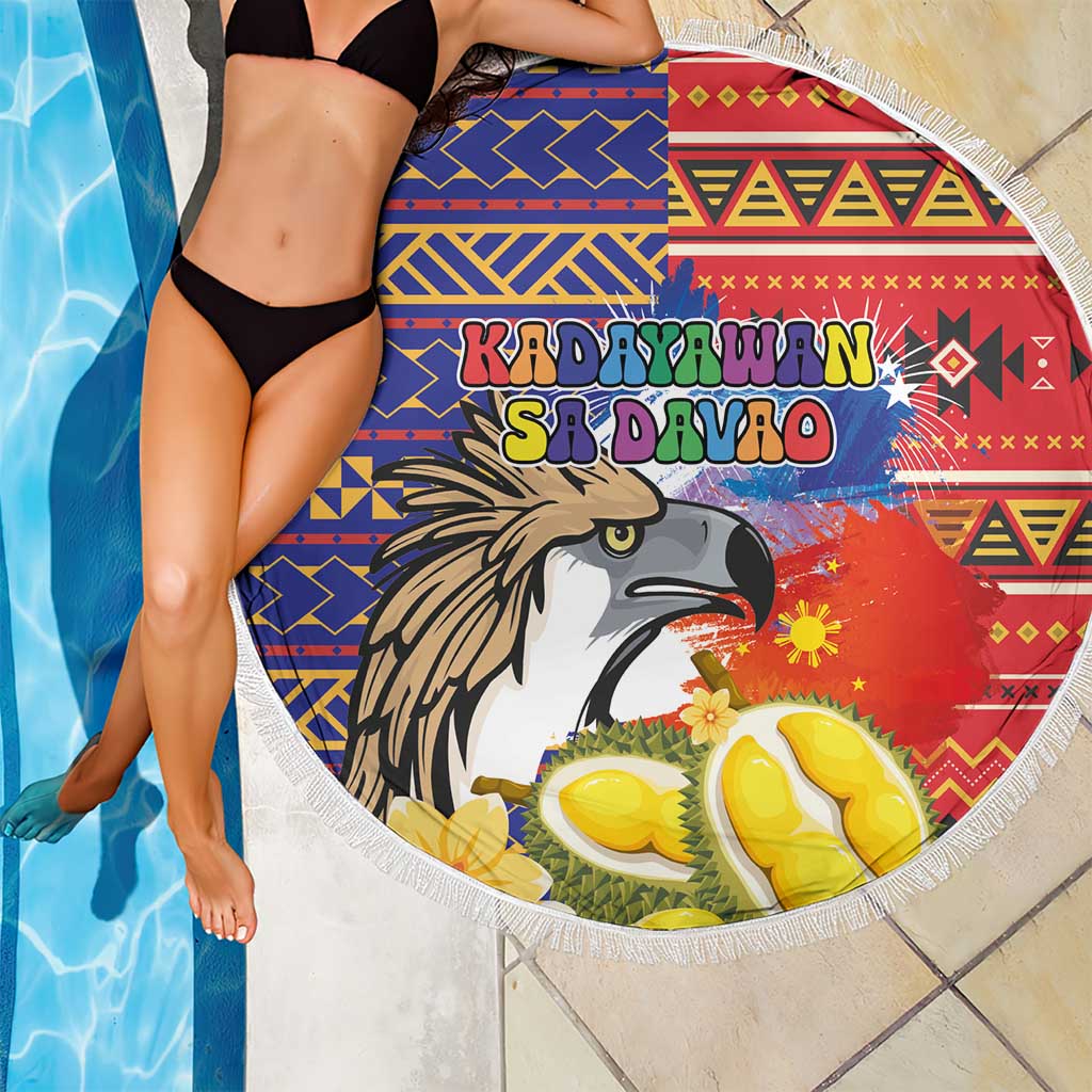 Philippines Kadayawan Beach Blanket Filipino Eagle Durian with Polynesian and Igorots Pattern LT03 - Polynesian Pride