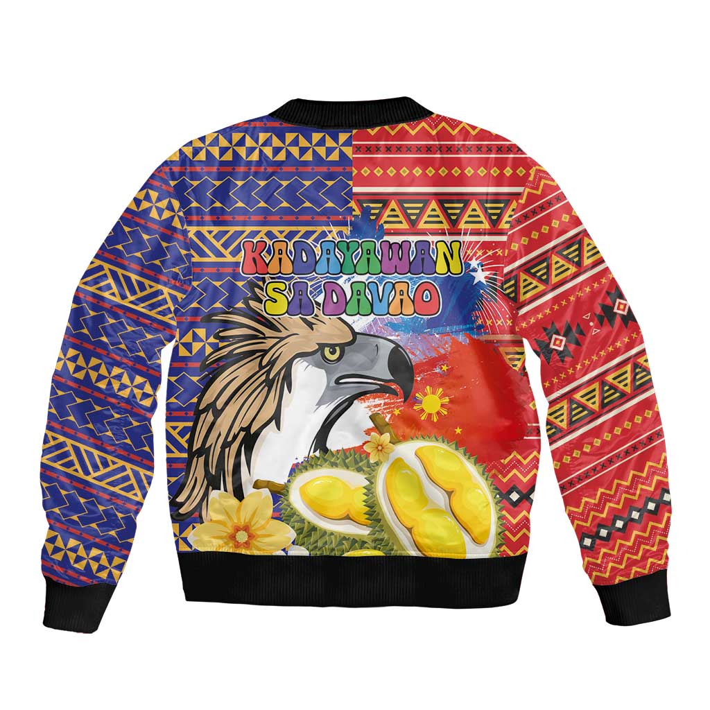 Philippines Kadayawan Bomber Jacket Filipino Eagle Durian with Polynesian and Igorots Pattern