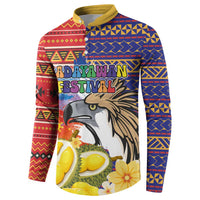 Philippines Kadayawan Button Sweatshirt Filipino Eagle Durian with Polynesian and Igorots Pattern LT03 - Polynesian Pride
