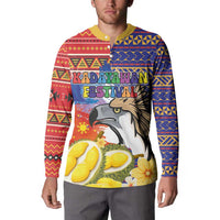 Philippines Kadayawan Button Sweatshirt Filipino Eagle Durian with Polynesian and Igorots Pattern LT03 - Polynesian Pride