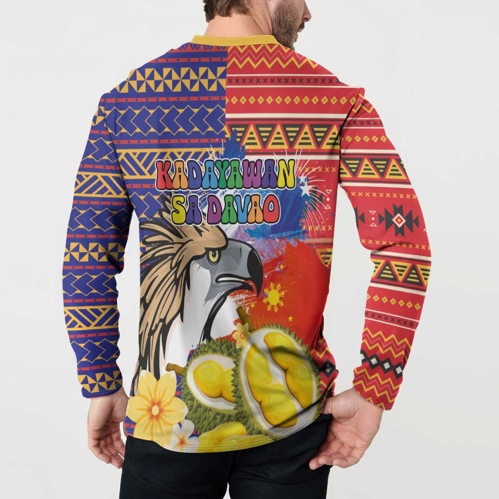Philippines Kadayawan Button Sweatshirt Filipino Eagle Durian with Polynesian and Igorots Pattern LT03 - Polynesian Pride