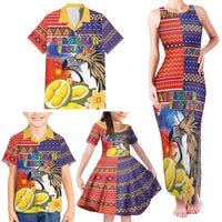 Philippines Kadayawan Family Matching Tank Maxi Dress and Hawaiian Shirt Filipino Eagle Durian with Polynesian and Igorots Pattern LT03 - Polynesian Pride