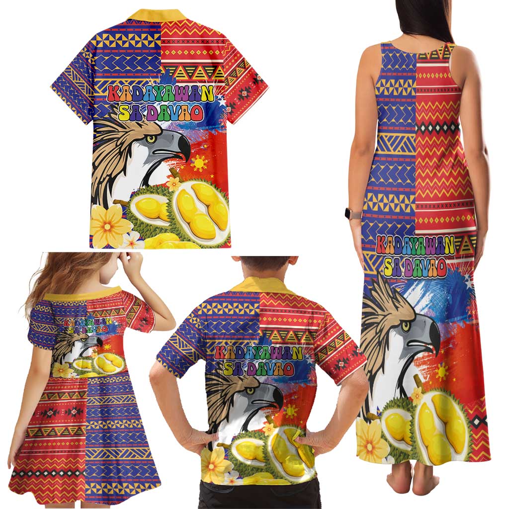 Philippines Kadayawan Family Matching Tank Maxi Dress and Hawaiian Shirt Filipino Eagle Durian with Polynesian and Igorots Pattern LT03 - Polynesian Pride