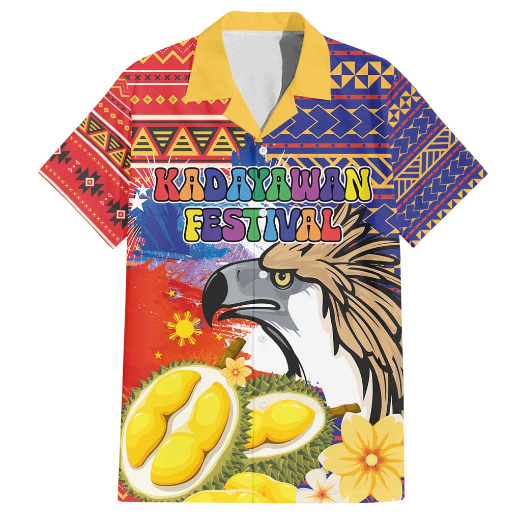 Philippines Kadayawan Family Matching Tank Maxi Dress and Hawaiian Shirt Filipino Eagle Durian with Polynesian and Igorots Pattern LT03 Dad's Shirt - Short Sleeve Red - Polynesian Pride