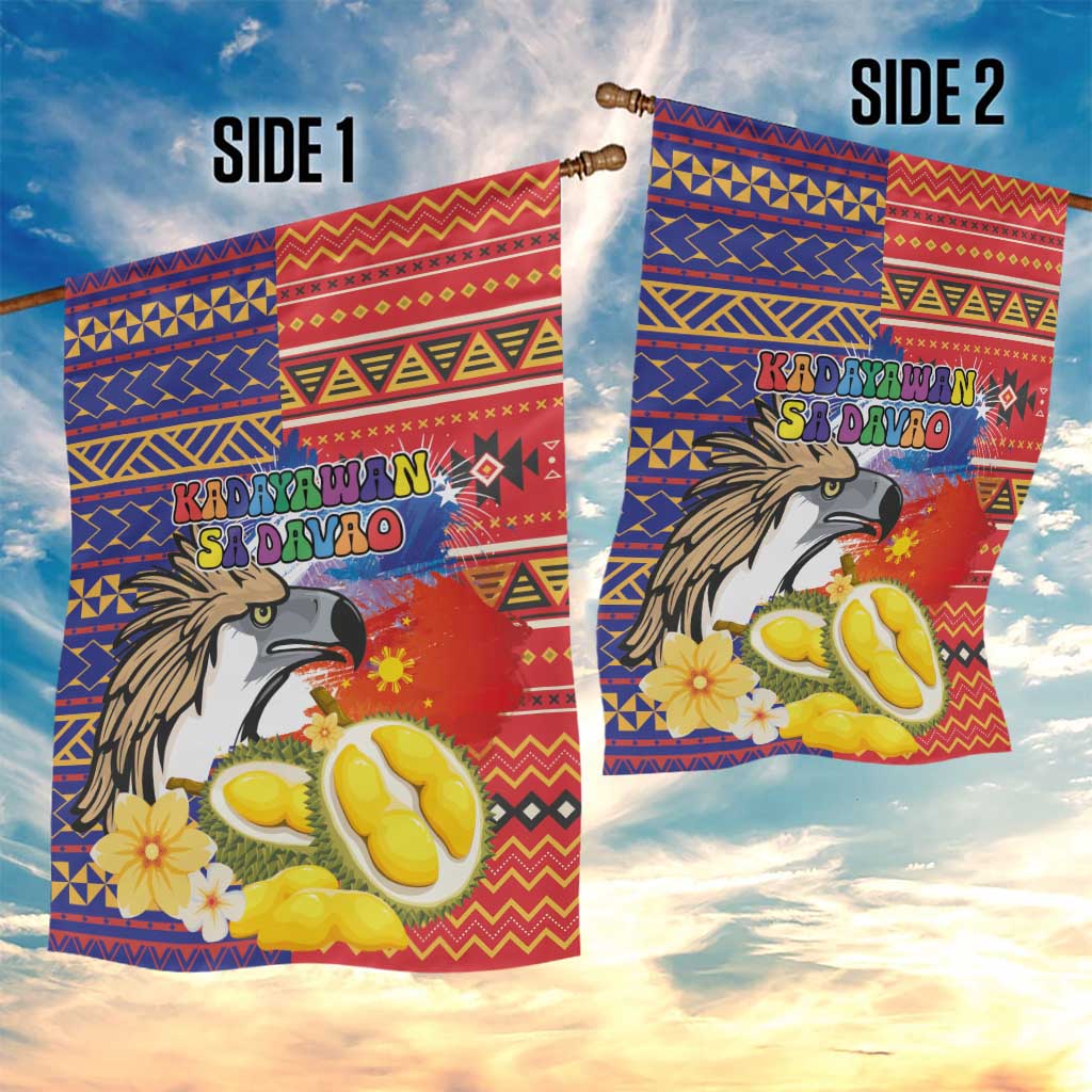 Philippines Kadayawan Garden Flag Filipino Eagle Durian with Polynesian and Igorots Pattern LT03 - Polynesian Pride