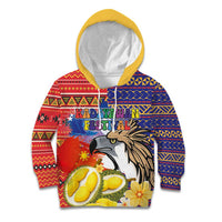 Philippines Kadayawan Kid Hoodie Filipino Eagle Durian with Polynesian and Igorots Pattern LT03 Hoodie Red - Polynesian Pride