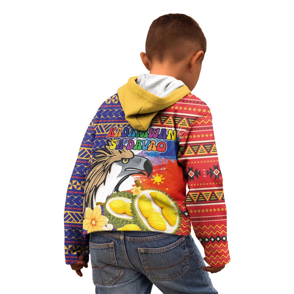 Philippines Kadayawan Kid Hoodie Filipino Eagle Durian with Polynesian and Igorots Pattern LT03 - Polynesian Pride
