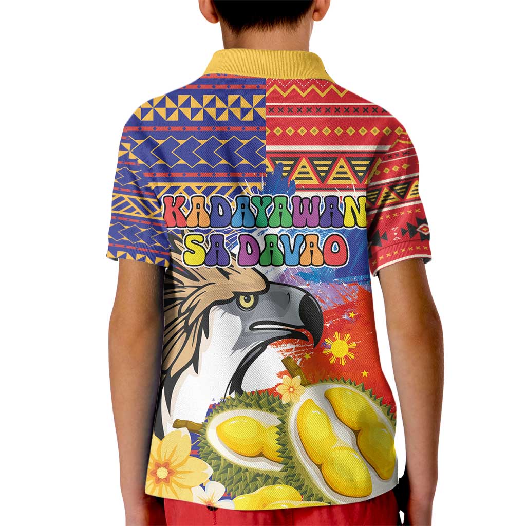 Philippines Kadayawan Kid Polo Shirt Filipino Eagle Durian with Polynesian and Igorots Pattern LT03 - Polynesian Pride