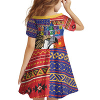 Philippines Kadayawan Kid Short Sleeve Dress Filipino Eagle Durian with Polynesian and Igorots Pattern LT03 - Polynesian Pride