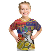 Philippines Kadayawan Kid T Shirt Filipino Eagle Durian with Polynesian and Igorots Pattern LT03 Red - Polynesian Pride