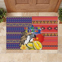Philippines Kadayawan Rubber Doormat Filipino Eagle Durian with Polynesian and Igorots Pattern LT03 Red - Polynesian Pride