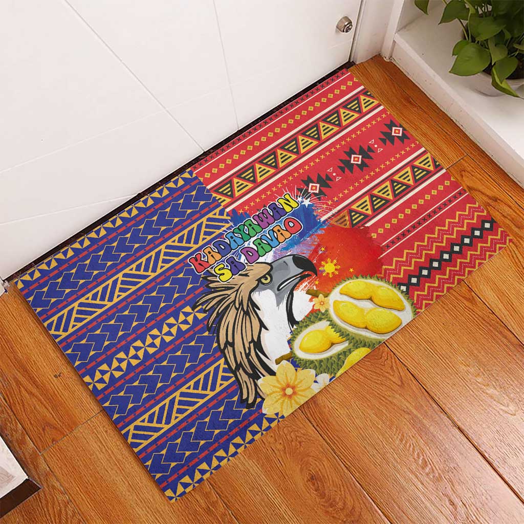 Philippines Kadayawan Rubber Doormat Filipino Eagle Durian with Polynesian and Igorots Pattern LT03 - Polynesian Pride