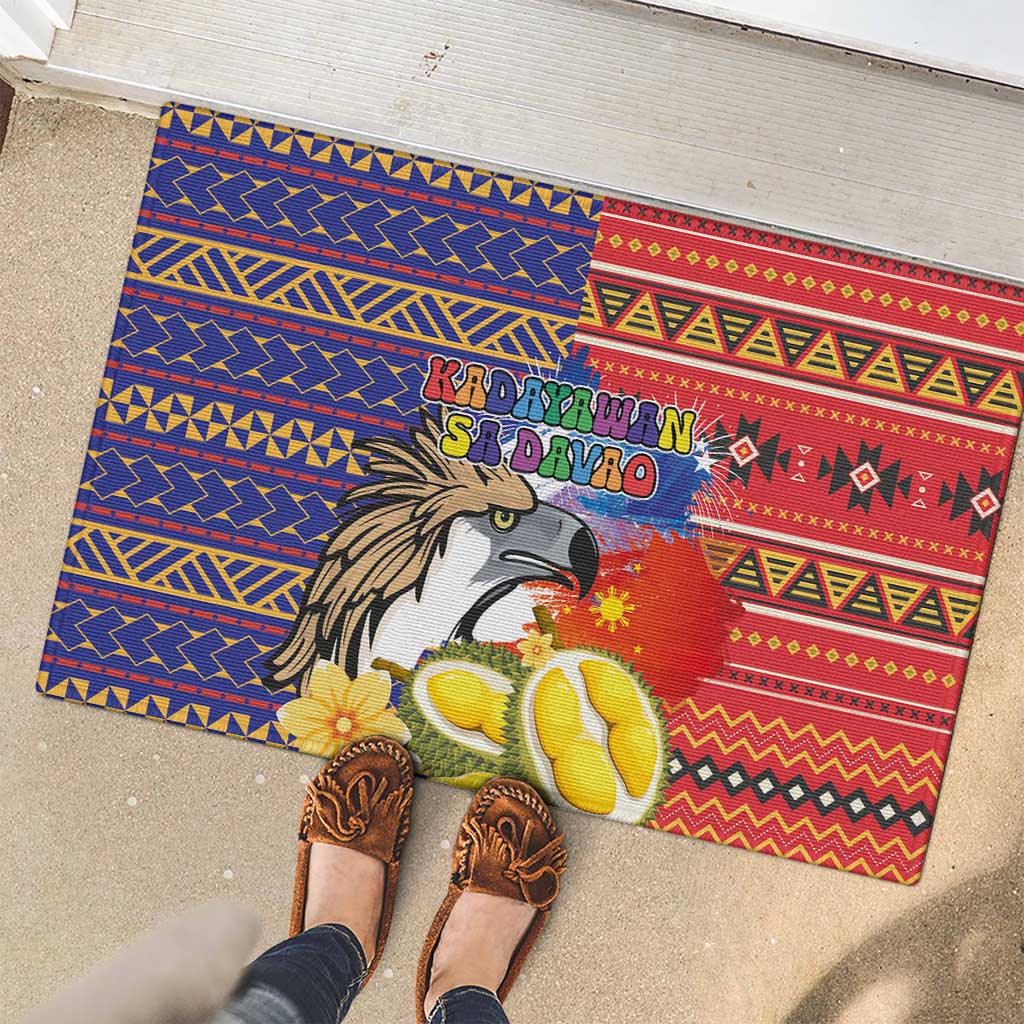 Philippines Kadayawan Rubber Doormat Filipino Eagle Durian with Polynesian and Igorots Pattern LT03 - Polynesian Pride