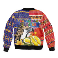 Philippines Kadayawan Sleeve Zip Bomber Jacket Filipino Eagle Durian with Polynesian and Igorots Pattern