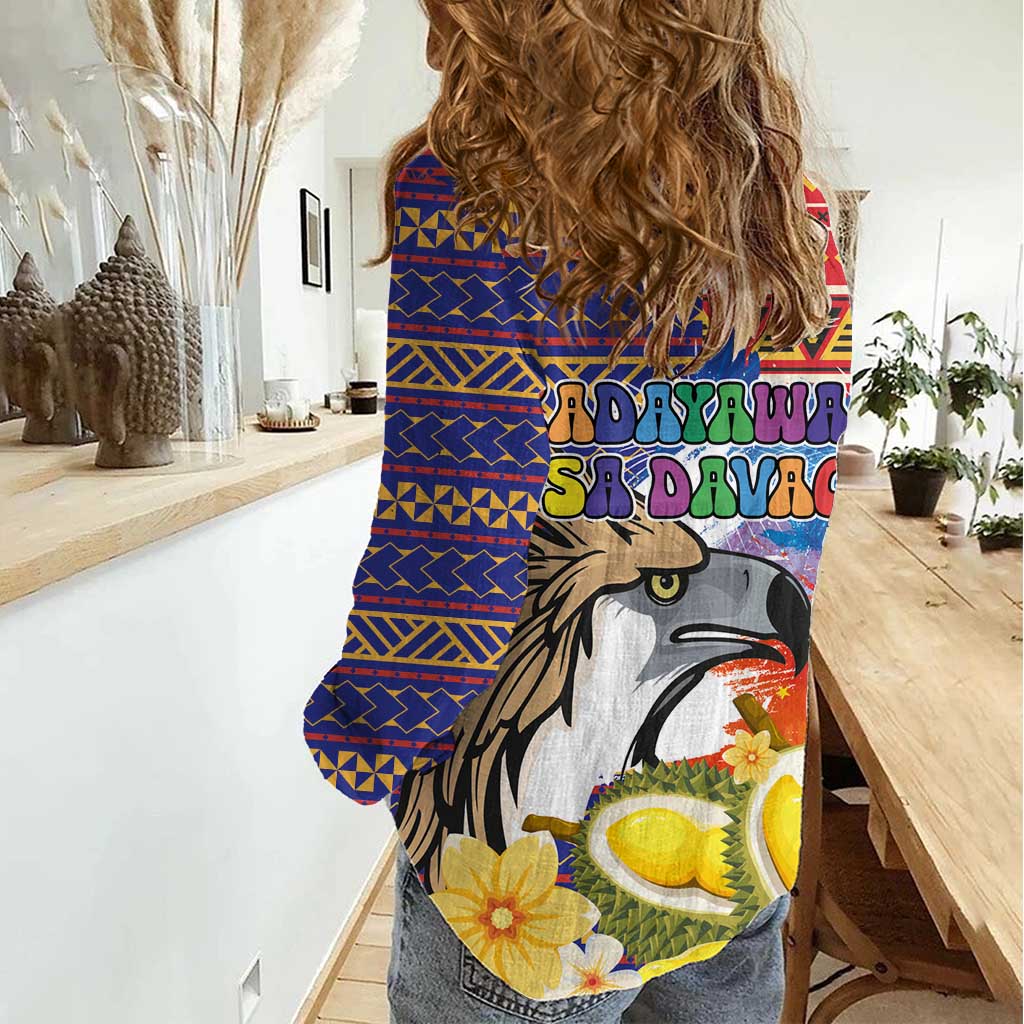 Philippines Kadayawan Women Casual Shirt Filipino Eagle Durian with Polynesian and Igorots Pattern
