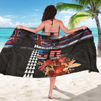 Hawaii Statehood Day Sarong 50th state of the United States Kakau Tattoos and Hibiscus Grunge - Polynesian Pride