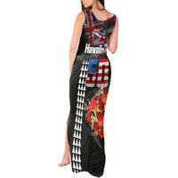 Hawaii Statehood Day Tank Maxi Dress 50th state of the United States Kakau Tattoos and Hibiscus Grunge - Polynesian Pride