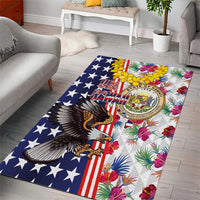 Hawaii and United States Together Area Rug Seal of Hawaii and Bald Eagle - Polynesian Pride