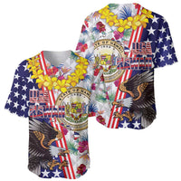 Hawaii and United States Together Baseball Jersey Seal of Hawaii and Bald Eagle - Polynesian Pride