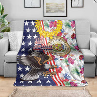 Hawaii and United States Together Blanket Seal of Hawaii and Bald Eagle - Polynesian Pride