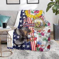 Hawaii and United States Together Blanket Seal of Hawaii and Bald Eagle - Polynesian Pride