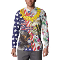 Hawaii and United States Together Button Sweatshirt Seal of Hawaii and Bald Eagle LT03 - Polynesian Pride