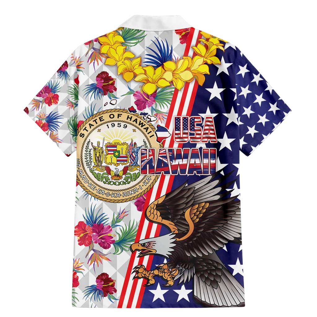 Hawaii and United States Together Family Matching Mermaid Dress and Hawaiian Shirt Seal of Hawaii and Bald Eagle - Polynesian Pride