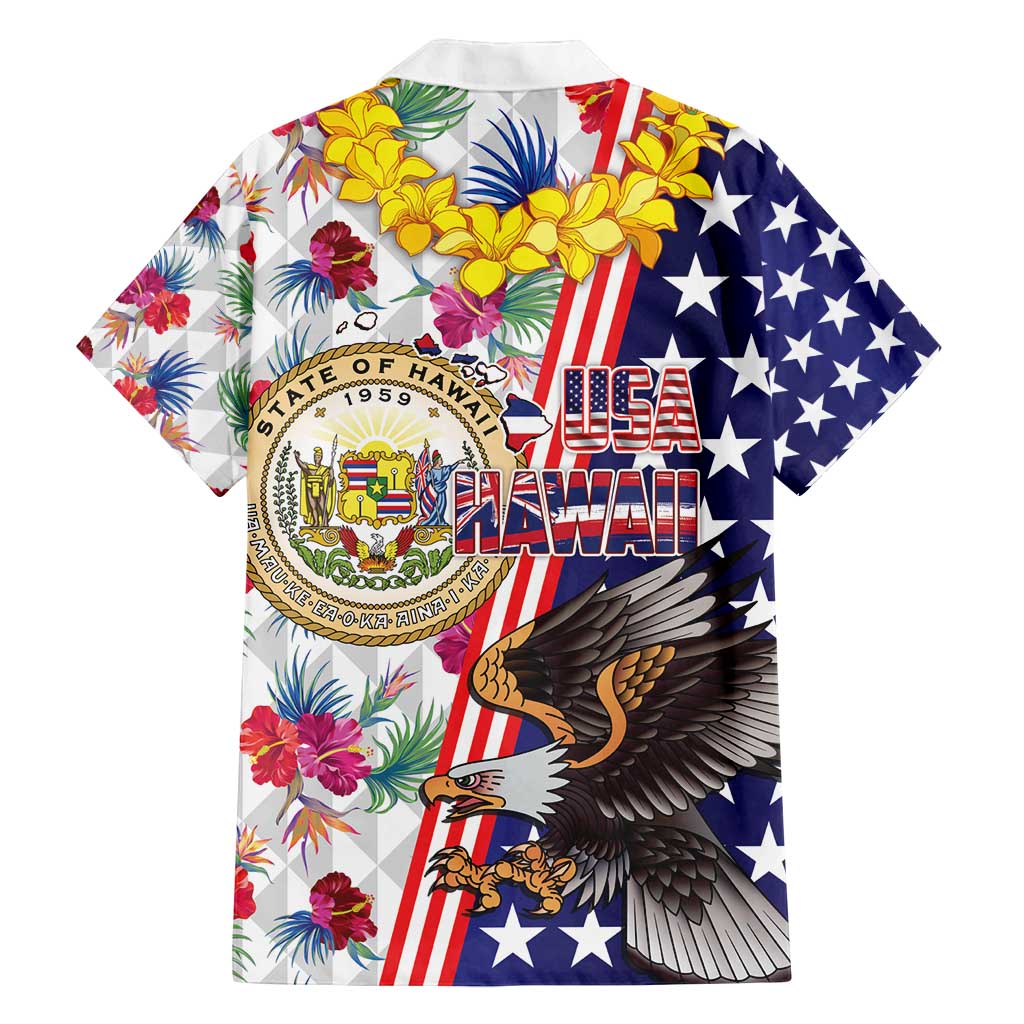 Hawaii and United States Together Family Matching Summer Maxi Dress and Hawaiian Shirt Seal of Hawaii and Bald Eagle - Polynesian Pride