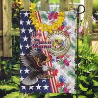 Hawaii and United States Together Garden Flag Seal of Hawaii and Bald Eagle - Polynesian Pride