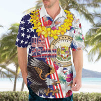 Hawaii and United States Together Hawaiian Shirt Seal of Hawaii and Bald Eagle - Polynesian Pride