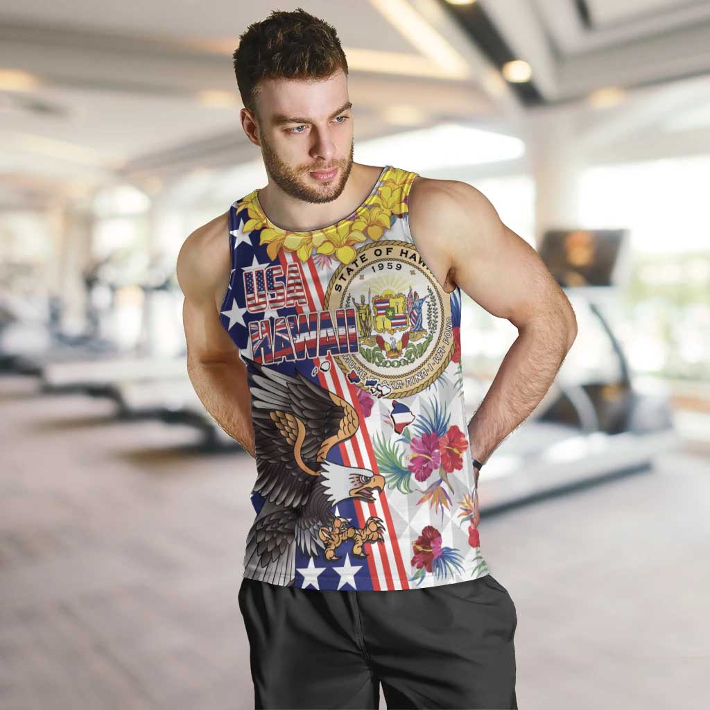Hawaii and United States Together Men Tank Top Seal of Hawaii and Bald Eagle - Polynesian Pride