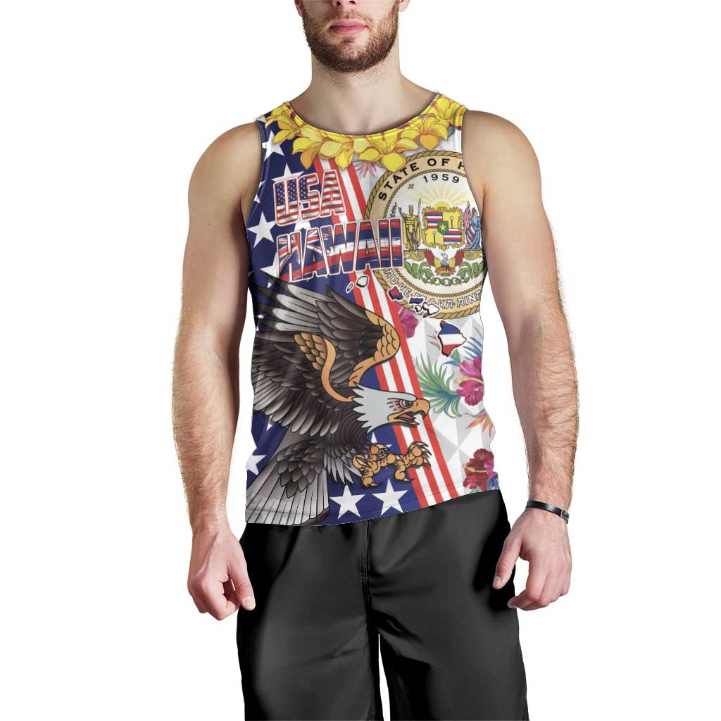 Hawaii and United States Together Men Tank Top Seal of Hawaii and Bald Eagle - Polynesian Pride