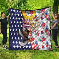 Hawaii and United States Together Quilt Seal of Hawaii and Bald Eagle - Polynesian Pride