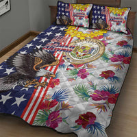 Hawaii and United States Together Quilt Bed Set Seal of Hawaii and Bald Eagle LT03 - Polynesian Pride