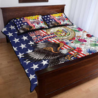 Hawaii and United States Together Quilt Bed Set Seal of Hawaii and Bald Eagle LT03 - Polynesian Pride