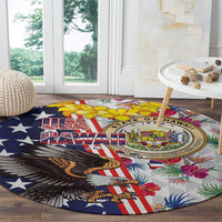 Hawaii and United States Together Round Carpet Seal of Hawaii and Bald Eagle - Polynesian Pride