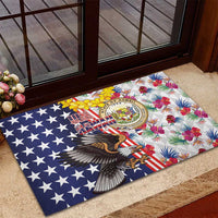 Hawaii and United States Together Rubber Doormat Seal of Hawaii and Bald Eagle LT03 - Polynesian Pride