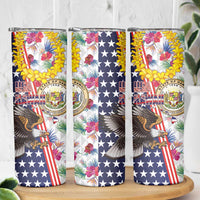 Hawaii and United States Together Skinny Tumbler Seal of Hawaii and Bald Eagle - Polynesian Pride